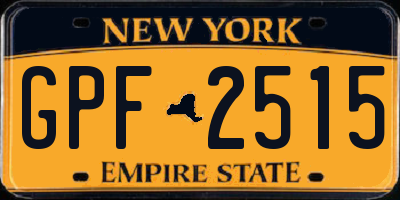 NY license plate GPF2515