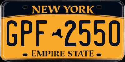 NY license plate GPF2550