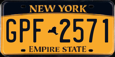 NY license plate GPF2571