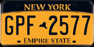 NY license plate GPF2577