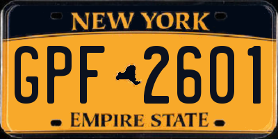 NY license plate GPF2601