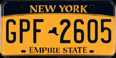 NY license plate GPF2605