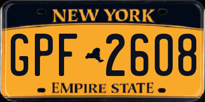 NY license plate GPF2608