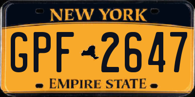 NY license plate GPF2647
