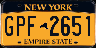 NY license plate GPF2651