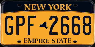 NY license plate GPF2668