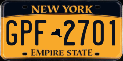 NY license plate GPF2701