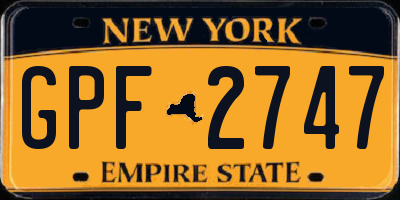 NY license plate GPF2747
