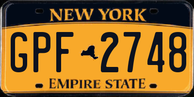 NY license plate GPF2748