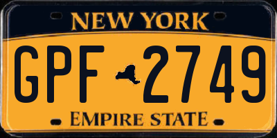 NY license plate GPF2749