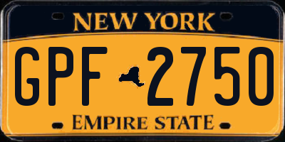 NY license plate GPF2750