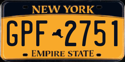 NY license plate GPF2751