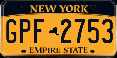NY license plate GPF2753