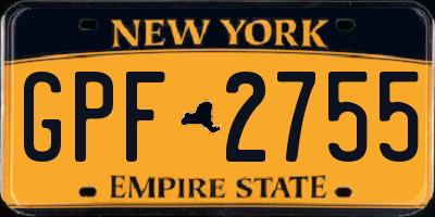 NY license plate GPF2755