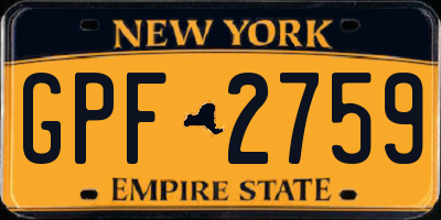 NY license plate GPF2759