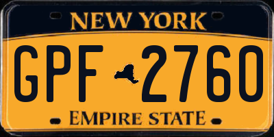 NY license plate GPF2760