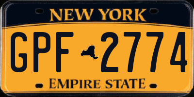 NY license plate GPF2774