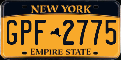 NY license plate GPF2775