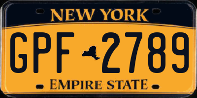 NY license plate GPF2789