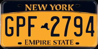 NY license plate GPF2794