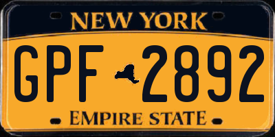 NY license plate GPF2892