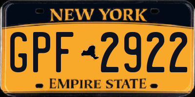 NY license plate GPF2922