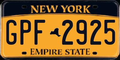 NY license plate GPF2925