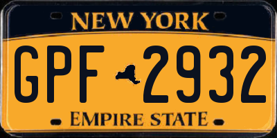 NY license plate GPF2932