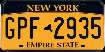 NY license plate GPF2935