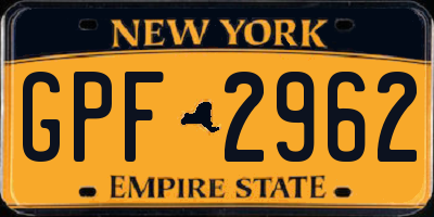 NY license plate GPF2962