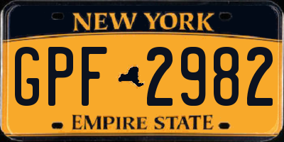 NY license plate GPF2982