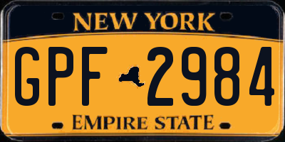 NY license plate GPF2984