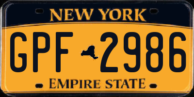 NY license plate GPF2986