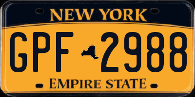 NY license plate GPF2988
