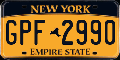 NY license plate GPF2990