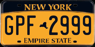NY license plate GPF2999