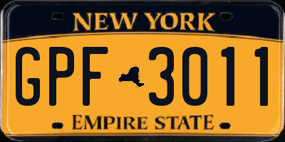 NY license plate GPF3011
