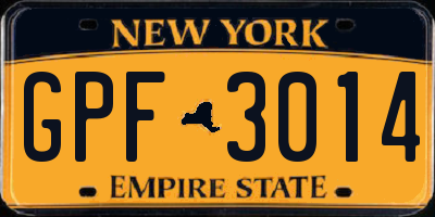 NY license plate GPF3014