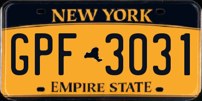 NY license plate GPF3031