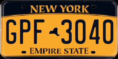 NY license plate GPF3040