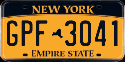 NY license plate GPF3041