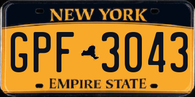 NY license plate GPF3043