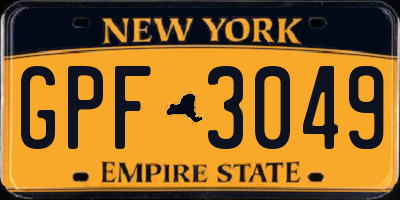 NY license plate GPF3049