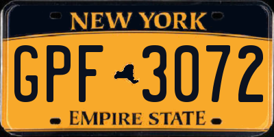 NY license plate GPF3072