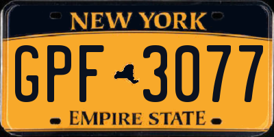 NY license plate GPF3077