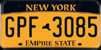 NY license plate GPF3085