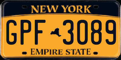 NY license plate GPF3089