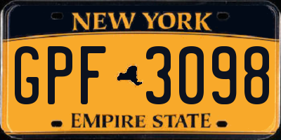 NY license plate GPF3098
