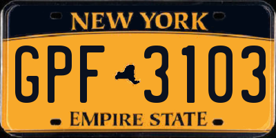 NY license plate GPF3103