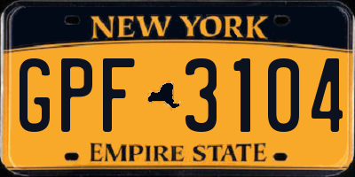 NY license plate GPF3104